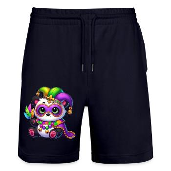 Süßer Panda mit Maske beim Karneval - Stanley/Stella Unisex Bio Joggingshorts Trainer  - Dark navy - Vorne - Nik (191cm) & Marisol (170cm)