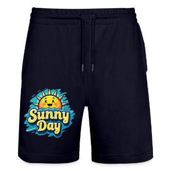 Sunny Day Sun S - Stanley/Stella Trainer Unisex Organic Jogging Shorts - dark navy - Front - Nik (191cm) & Marisol (170cm)