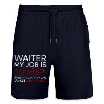 Waiter Tipping Service Gastronomy Chef - Stanley/Stella Trainer Unisex Organic Jogging Shorts - dark navy - Front - Nik (191cm) & Marisol (170cm)