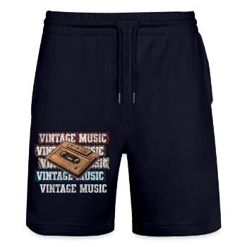 Kassette Radio 80er Vintage Kindheit - Stanley/Stella Unisex Bio Joggingshorts Trainer  - Dark navy - Vorne - Nik (191cm) & Marisol (170cm)