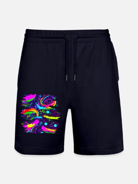Neon Abstract Style Trend UV - Stanley/Stella Trainer Unisex Organic Jogging Shorts - dark navy