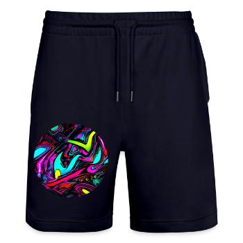 Neon Abstrakt Style Trend Glow Party - Stanley/Stella Unisex Bio Joggingshorts Trainer  - Dark navy - Vorne - Nik (191cm) & Marisol (170cm)