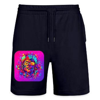 Neon Splash Kreativ Leuchtend UV Style - Stanley/Stella Unisex Bio Joggingshorts Trainer  - Dark navy - Vorne - Nik (191cm) & Marisol (170cm)
