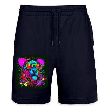 Neon Style Bär Leuchtreklame Glow - Stanley/Stella Unisex Bio Joggingshorts Trainer  - Dark navy - Vorne - Nik (191cm) & Marisol (170cm)