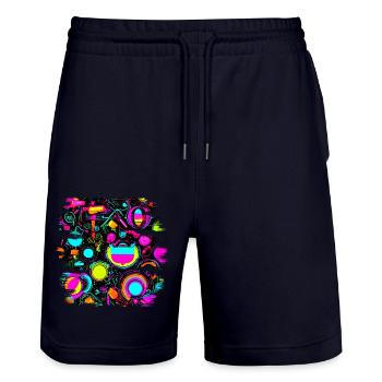 Couleurs néon style vif UV - Short de jogging bio TRAINER Stanley/Stella unisexe - marine foncé - Devant - Nik (191cm) & Marisol (170cm)