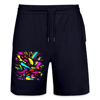 Neon Style 80s Retro Party Color Glow - Stanley/Stella Unisex Bio Joggingshorts Trainer  - Dark navy - Vorne - Nik (191cm) & Marisol (170cm)