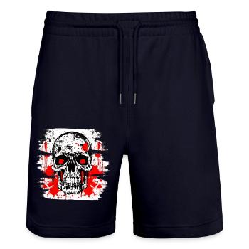 Skull Tattoo Heavy Metal Rocker - Stanley/Stella Trainer Unisex Organic Jogging Shorts - dark navy - Front - Nik (191cm) & Marisol (170cm)