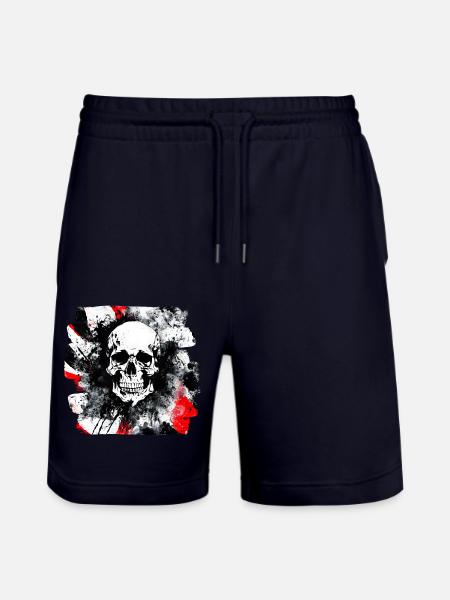 Skull Trash Polka Biker Culture - Stanley/Stella Trainer Unisex Organic Jogging Shorts - dark navy