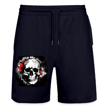 Skull Tattoo Heavy Metal Rocker - Stanley/Stella Trainer Unisex Organic Jogging Shorts - dark navy - Front - Nik (191cm) & Marisol (170cm)