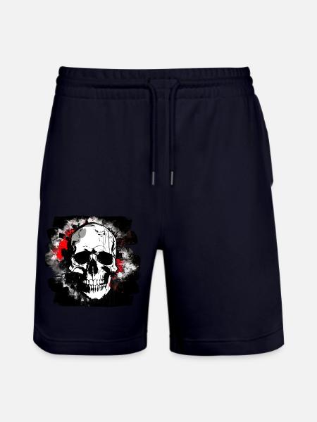 Skull Tattoo Heavy Metal Rocker - Stanley/Stella Trainer Unisex Organic Jogging Shorts - dark navy