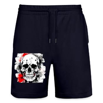 Heavy Metal Tattoo Biker Club - Stanley/Stella Trainer Unisex Organic Jogging Shorts - dark navy - Front - Nik (191cm) & Marisol (170cm)
