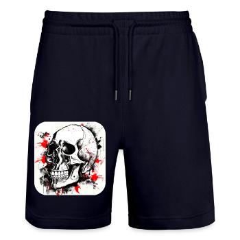 Crâne Trash Polka Biker Culture - Short de jogging bio TRAINER Stanley/Stella unisexe - marine foncé - Devant - Nik (191cm) & Marisol (170cm)