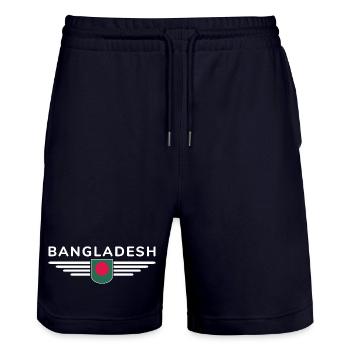 Bangladesh Design – Pride & Culture - Stanley/Stella Trainer Unisex Organic Jogging Shorts - dark navy - Front - Nik (191cm) & Marisol (170cm)