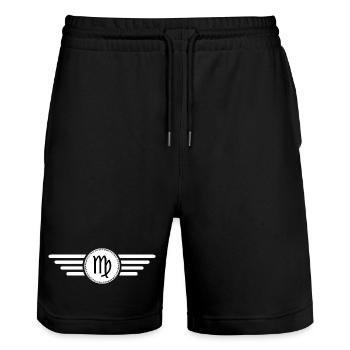 Signe du zodiaque Vierge, design exclusif de t-shirt - Short de jogging bio TRAINER Stanley/Stella unisexe - noir - Devant - Nik (191cm) & Marisol (170cm)