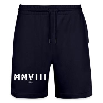 Römische Zahl Geburtsjahr Made in 2008 - Stanley/Stella Unisex Bio Joggingshorts Trainer  - Dark navy - Vorne - Nik (191cm) & Marisol (170cm)