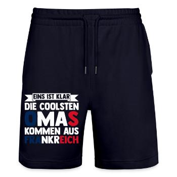 Franzosen Französisch Frankreich - Stanley/Stella Unisex Bio Joggingshorts Trainer  - Dark navy - Vorne - Nik (191cm) & Marisol (170cm)