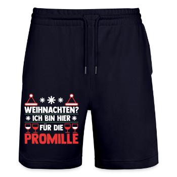 Santa Claus Christmas Party Christmas Mulled Wine - Stanley/Stella Trainer Unisex Organic Jogging Shorts - dark navy - Front - Nik (191cm) & Marisol (170cm)