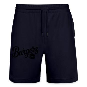 Burger - Cool Fastfood Logo - Stanley/Stella Trainer Unisex Organic Jogging Shorts - dark navy - Front - Nik (191cm) & Marisol (170cm)