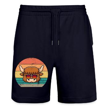 Büffel Rind Ochsen - Stanley/Stella Unisex Bio Joggingshorts Trainer  - Dark navy - Vorne - Nik (191cm) & Marisol (170cm)