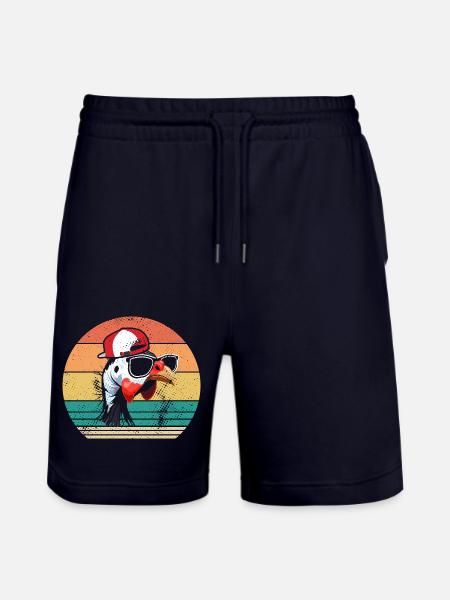 Chickens Rooster Guinea Fowl - Stanley/Stella Trainer Unisex Organic Jogging Shorts - dark navy