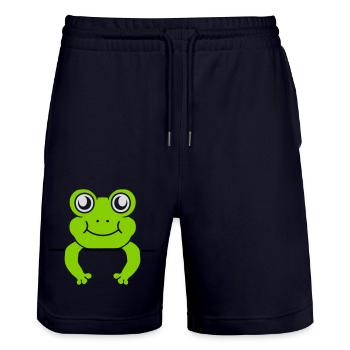 Frosch Mauer Schild Comic - Stanley/Stella Unisex Bio Joggingshorts Trainer  - Dark navy - Vorne - Nik (191cm) & Marisol (170cm)