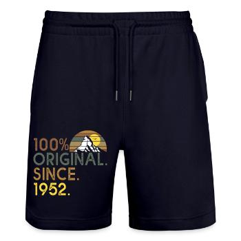 100% original since 1952 anniversary 70 years hike - Stanley/Stella Trainer Unisex Organic Jogging Shorts - dark navy - Front - Nik (191cm) & Marisol (170cm)