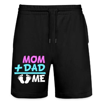 Maman Plus Papa Moi Enceinte Ventre Grossesse - Short de jogging bio TRAINER Stanley/Stella unisexe - noir - Devant - Nik (191cm) & Marisol (170cm)