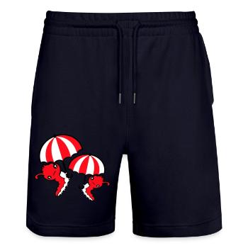 2 Flying Caterpillars Umbrella Team Friends Holiday - Stanley/Stella Trainer Unisex Organic Jogging Shorts - dark navy - Front - Nik (191cm) & Marisol (170cm)
