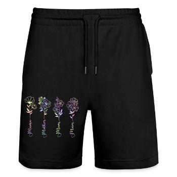 MOTHER S DAY FLOWERS - Stanley/Stella Trainer Unisex Organic Jogging Shorts - black - Front - Nik (191cm) & Marisol (170cm)