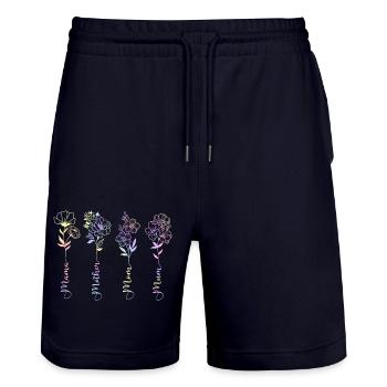 MOTHER S DAY FLOWERS - Stanley/Stella Trainer Unisex Organic Jogging Shorts - dark navy - Front - Nik (191cm) & Marisol (170cm)