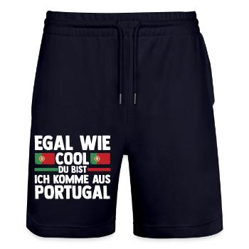 Portugiesen Portugal - Stanley/Stella Unisex Bio Joggingshorts Trainer  - Dark navy - Vorne - Nik (191cm) & Marisol (170cm)