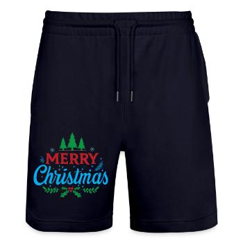 Frohe Weihnachten - Stanley/Stella Unisex Bio Joggingshorts Trainer  - Dark navy - Vorne - Nik (191cm) & Marisol (170cm)