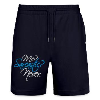 me sarcastic never Zitat - Stanley/Stella Unisex Bio Joggingshorts Trainer  - Dark navy - Vorne - Nik (191cm) & Marisol (170cm)