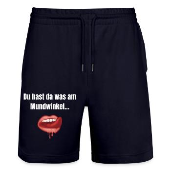 Du hast da was am Mundwinkel - Stanley/Stella Unisex Bio Joggingshorts Trainer  - Dark navy - Vorne - Nik (191cm) & Marisol (170cm)