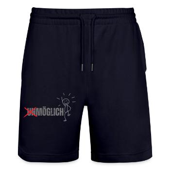 Red Typography Push Your Limit T Shirt - Stanley/Stella Unisex Bio Joggingshorts Trainer  - Dark navy - Vorne - Nik (191cm) & Marisol (170cm)