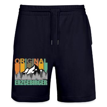 Original Erzgebirger - Stanley/Stella Unisex Bio Joggingshorts Trainer  - Dark navy - Vorne - Nik (191cm) & Marisol (170cm)