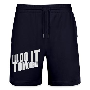 do it tomorrow Zitat - Stanley/Stella Unisex Bio Joggingshorts Trainer  - Dark navy - Vorne - Nik (191cm) & Marisol (170cm)