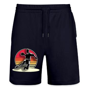 Handball Handball Player - Stanley/Stella Trainer Unisex Organic Jogging Shorts - dark navy - Front - Nik (191cm) & Marisol (170cm)