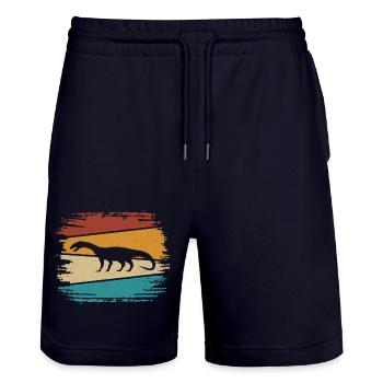 Dino Dinosaurier - Stanley/Stella Unisex Bio Joggingshorts Trainer  - Dark navy - Vorne - Nik (191cm) & Marisol (170cm)