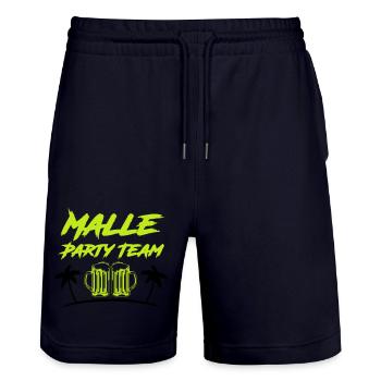 malle party team - Stanley/Stella Unisex Bio Joggingshorts Trainer  - Dark navy - Vorne - Nik (191cm) & Marisol (170cm)