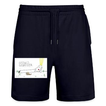 Geduld genießen - Stanley/Stella Unisex Bio Joggingshorts Trainer  - Dark navy - Vorne - Nik (191cm) & Marisol (170cm)