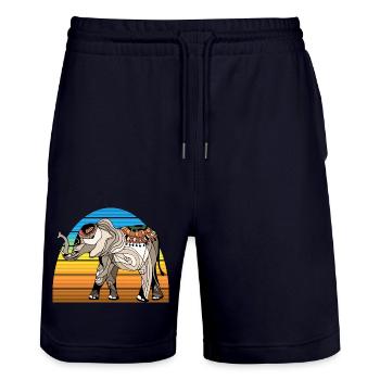 Elefant - Stanley/Stella Unisex Bio Joggingshorts Trainer  - Dark navy - Vorne - Nik (191cm) & Marisol (170cm)