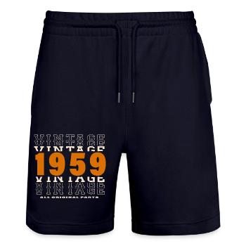 1959 : Vintage - 65e anniversaire - Short de jogging bio TRAINER Stanley/Stella unisexe - marine foncé - Devant - Nik (191cm) & Marisol (170cm)