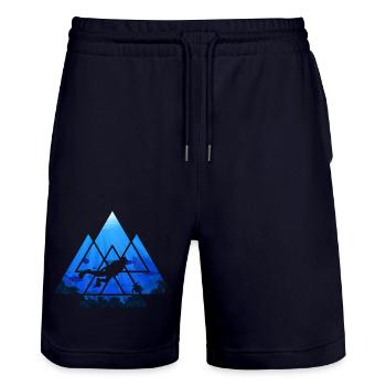 Plongée Nature Conservation Triangle Géométrie - Short de jogging bio TRAINER Stanley/Stella unisexe - marine foncé - Devant - Nik (191cm) & Marisol (170cm)