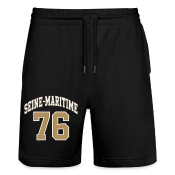 Seine-Maritime 76 - Short de jogging bio TRAINER Stanley/Stella unisexe - noir - Devant - Nik (191cm) & Marisol (170cm)