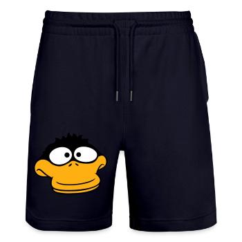 Duck looks funny goofy anxious confused comic - Stanley/Stella Trainer Unisex Organic Jogging Shorts - dark navy - Front - Nik (191cm) & Marisol (170cm)