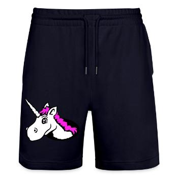 Unicorn Floor Hole Funny Smile Comic Cartoon - Stanley/Stella Trainer Unisex Organic Jogging Shorts - dark navy - Front - Nik (191cm) & Marisol (170cm)