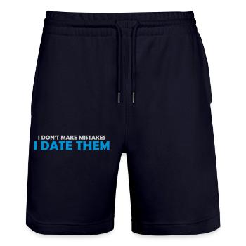 Date Mistakes Quote Logo - Stanley/Stella Trainer Unisex Organic Jogging Shorts - dark navy - Front - Nik (191cm) & Marisol (170cm)