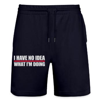 I Have No Idea - Stanley/Stella Trainer Unisex Organic Jogging Shorts - dark navy - Front - Nik (191cm) & Marisol (170cm)