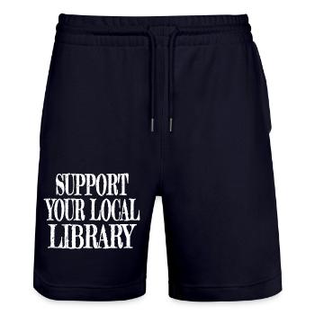 book cat wine book fan quote comics awesome lover - Stanley/Stella Unisex Bio Joggingshorts Trainer  - Dark navy - Vorne - Nik (191cm) & Marisol (170cm)